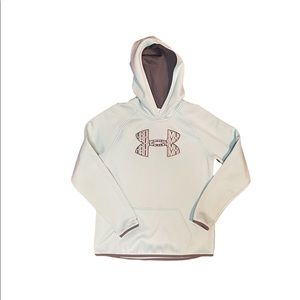 Under Armour Girls Storm1 Logo Cool Mint Fleece Loose Pullover Hoodie Size YLG